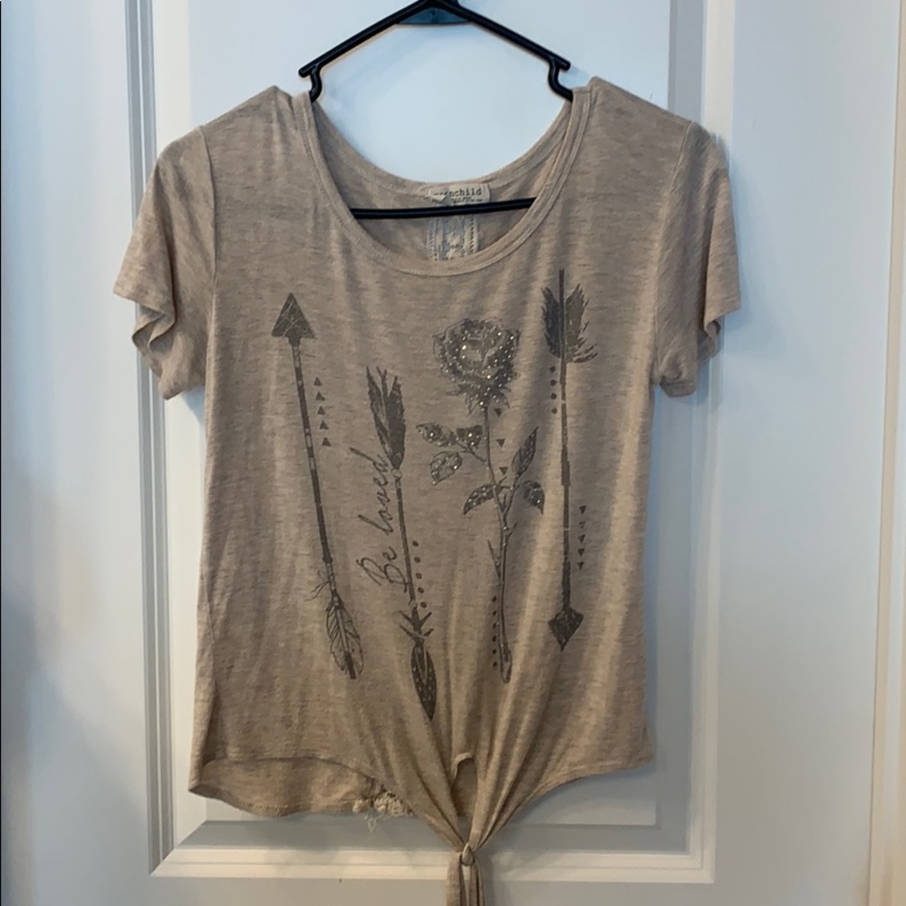 Boho top with bottom front tie